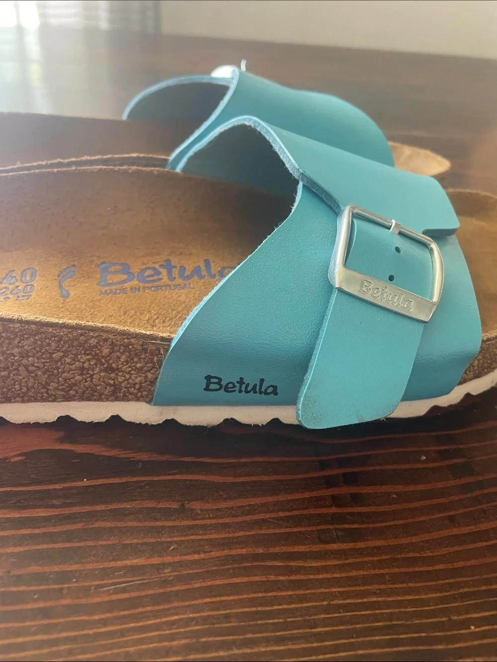 Betula Women's Turquoise Double-Buckle Slide Sandals